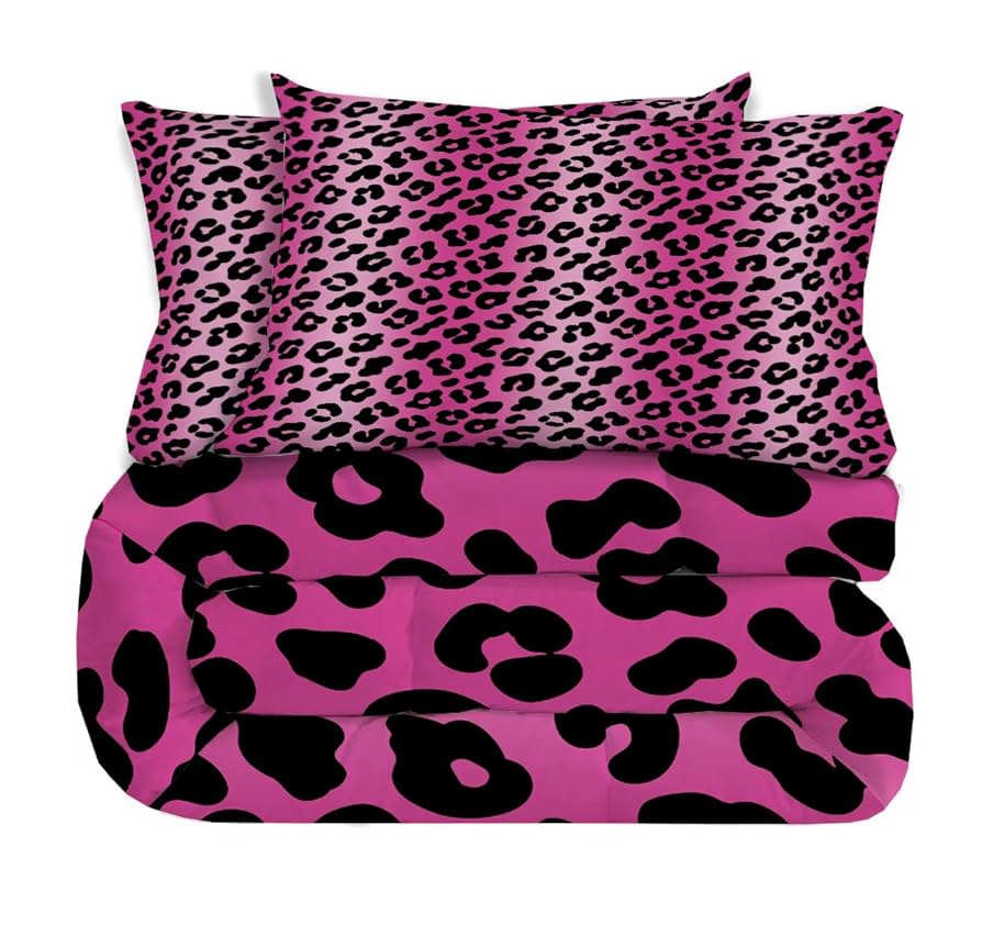 Amazon.com: LEWIJO Black and Pink Comforter Set Twin Size